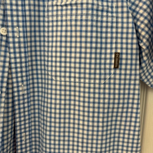 Columbia Men’s Large Short Sleeve Button Down Shirt Blue Plaid Regular NWOT - Picture 3 of 10
